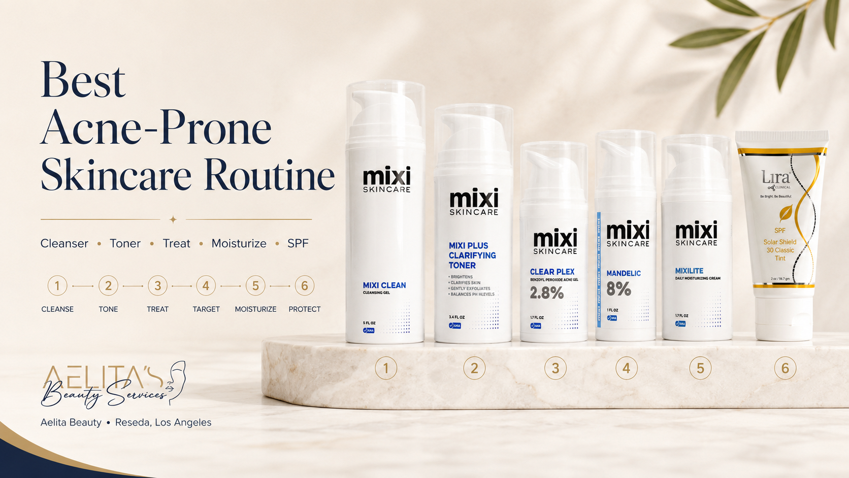 Best Acne-Prone Skincare Routine in Los Angeles: Cleanser, Toner, Treatment, Moisturizer & SPF